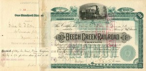 Transferred to Chauncey Depew - Beech Creek Railroad Co. - Stock Certificate